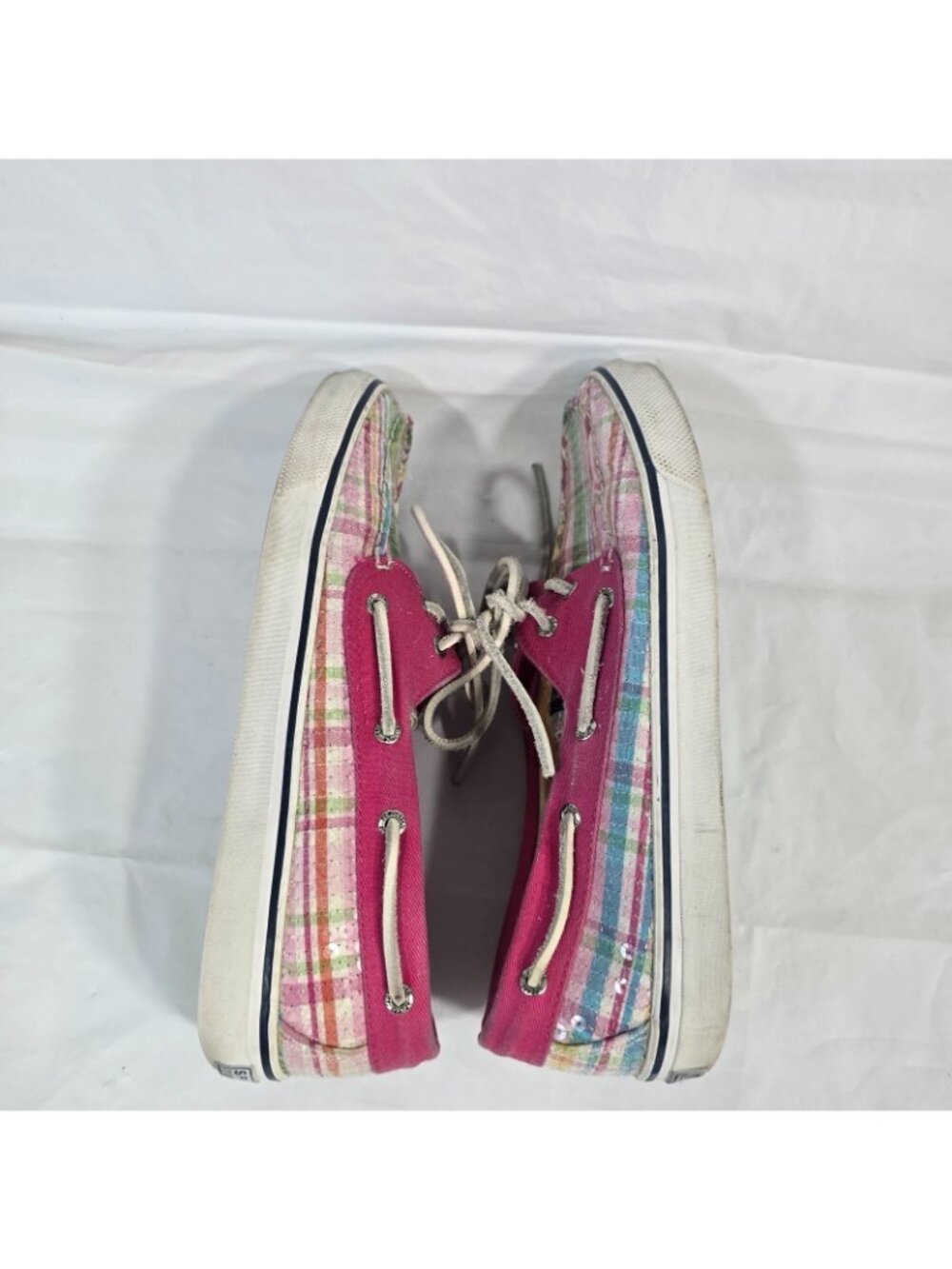 Sperry Top Sider Plaid Sequin Boat Shoes Women Size 9 Pink Pastel Coastal Preppy - Picture 6 of 10